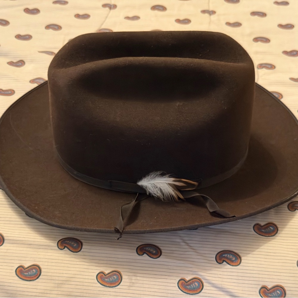 Chocolate Stetson Open Country 7 3/8” Cowboy Hat with Feather Accent